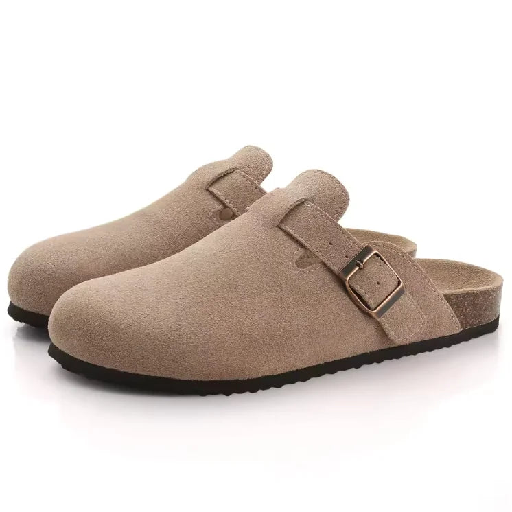 Mule Sabot en Daim Avec Semelle Anatomique en Liège